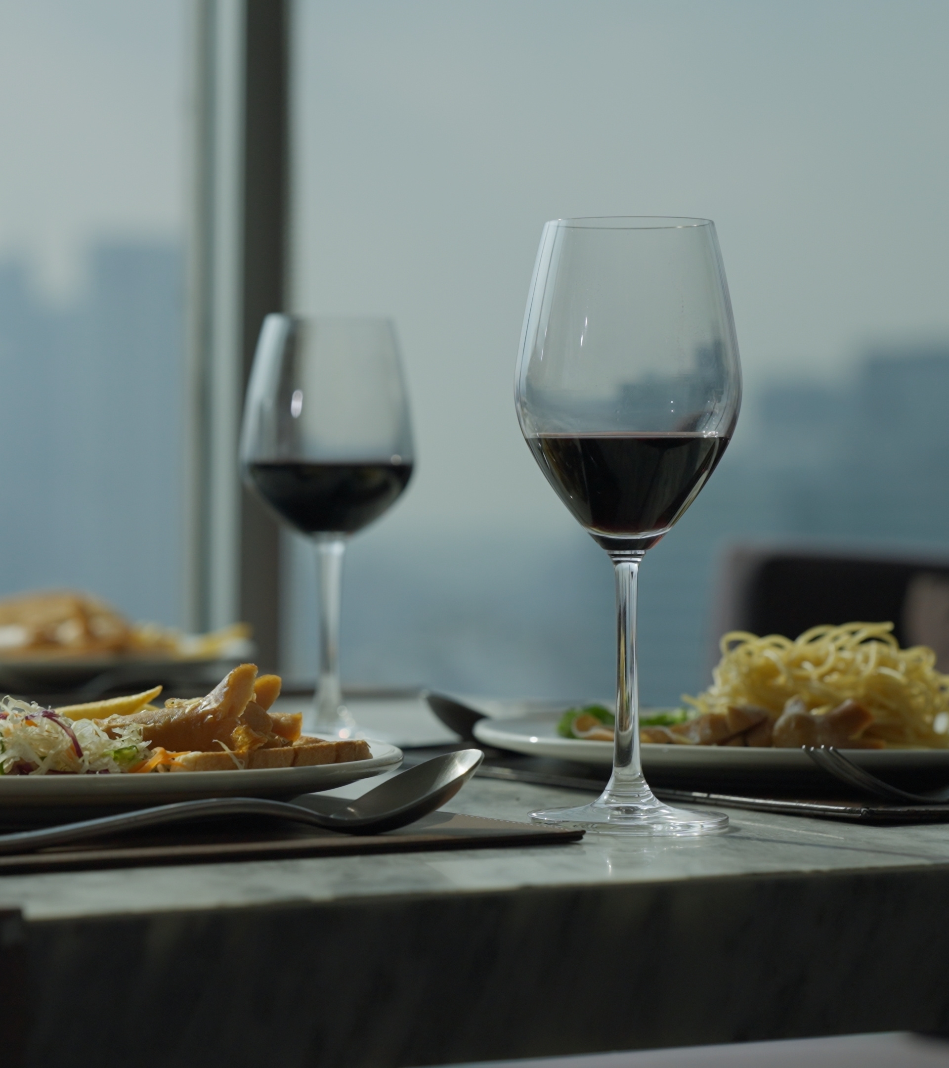 Fine dining table with wine in a luxury setting
